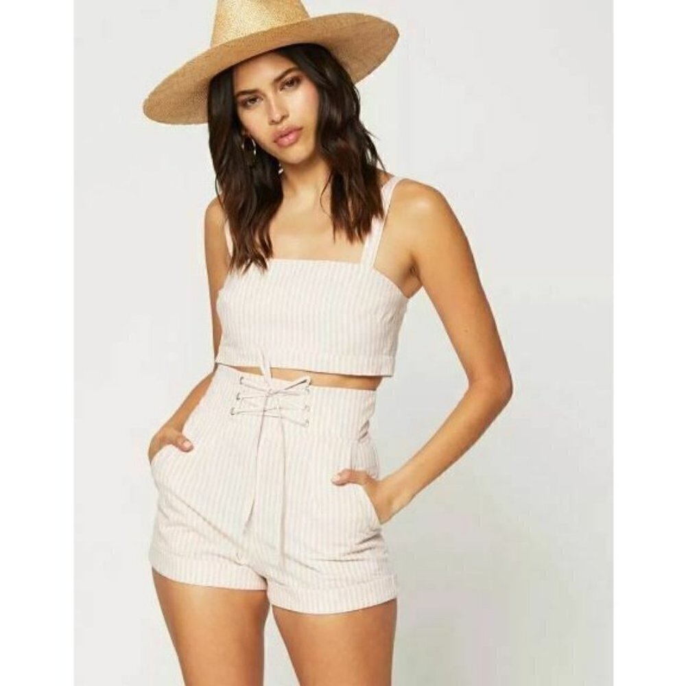New Flynn Skye Shelly Shorts Womens M Rose Stripe